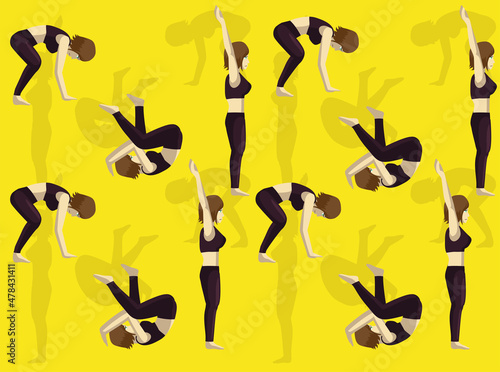 Gymnastic Moves Forward Roll Seamless Wallpaper Background