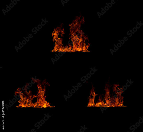 fire collection isolated on black background