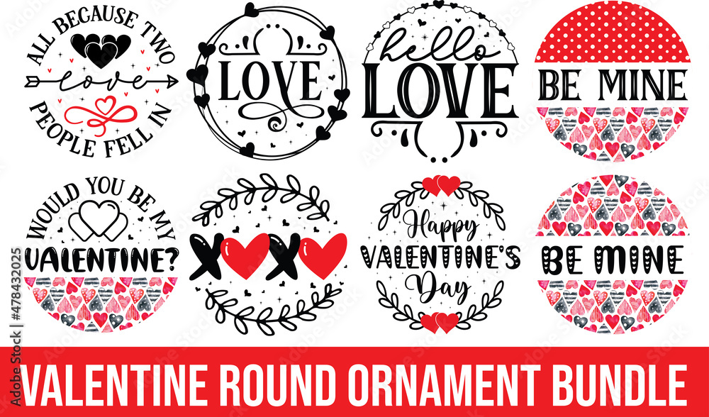 valentine round ornament bundle 