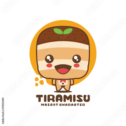 vector tiramisu cartoon mascot ,italian dessert illustration, suitable for, logos, prints, labels, stickers, etc