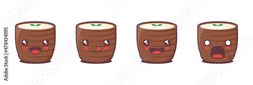 vector lassi cartoon mascot, traditional Indian drink illustration, with different facial expressions