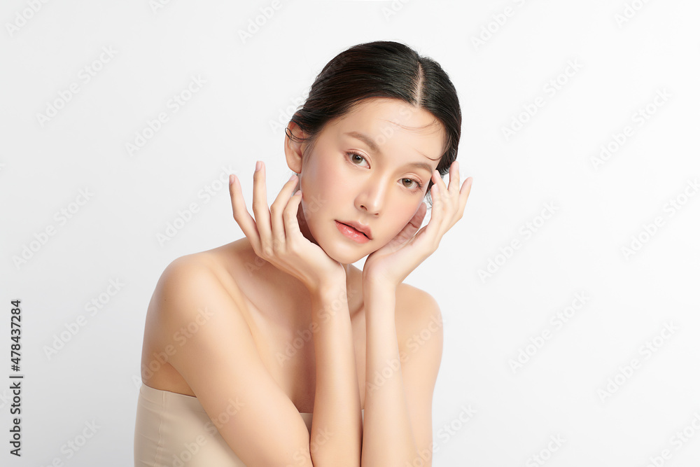 Beautiful young asian woman with clean fresh skin on white background, Face care, Facial treatment, Cosmetology, beauty and spa, Asian women portrait. Beautiful young asian woman with clean fresh skin on white background, Face care, Facial treatment, Cosmetology, beauty and spa, Asian women portrait.