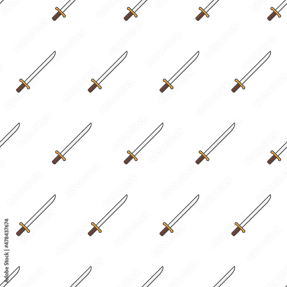 Sword Seamless Pattern On A White Background. Weapon Theme Vector Illustration Sword Seamless Pattern On A White Background. Weapon Theme Vector Illustration