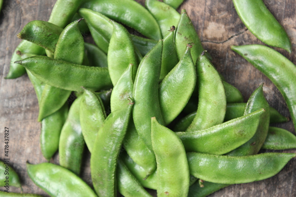 Closeup view of a bunch of fresh green beans Closeup view of a bunch of fresh green beans