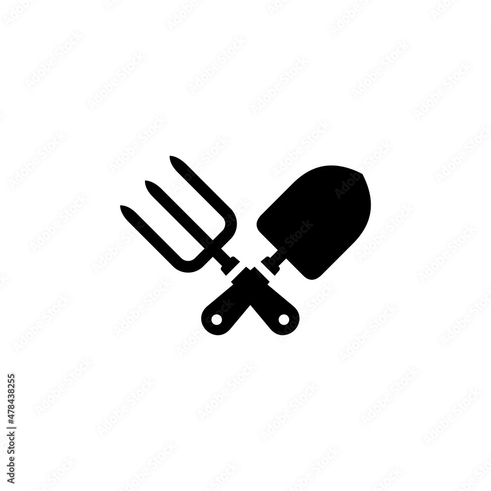 Trowel and hand fork icon vector illustration