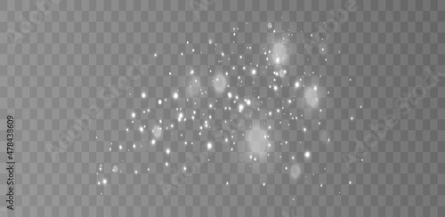 Light effect with many glitter particles glare sparks isolated on transparent background. Vector star cloud with dust.