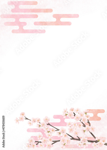 桜をモチーフにした和風背景素材／Japanese style background material with cherry blossom motif