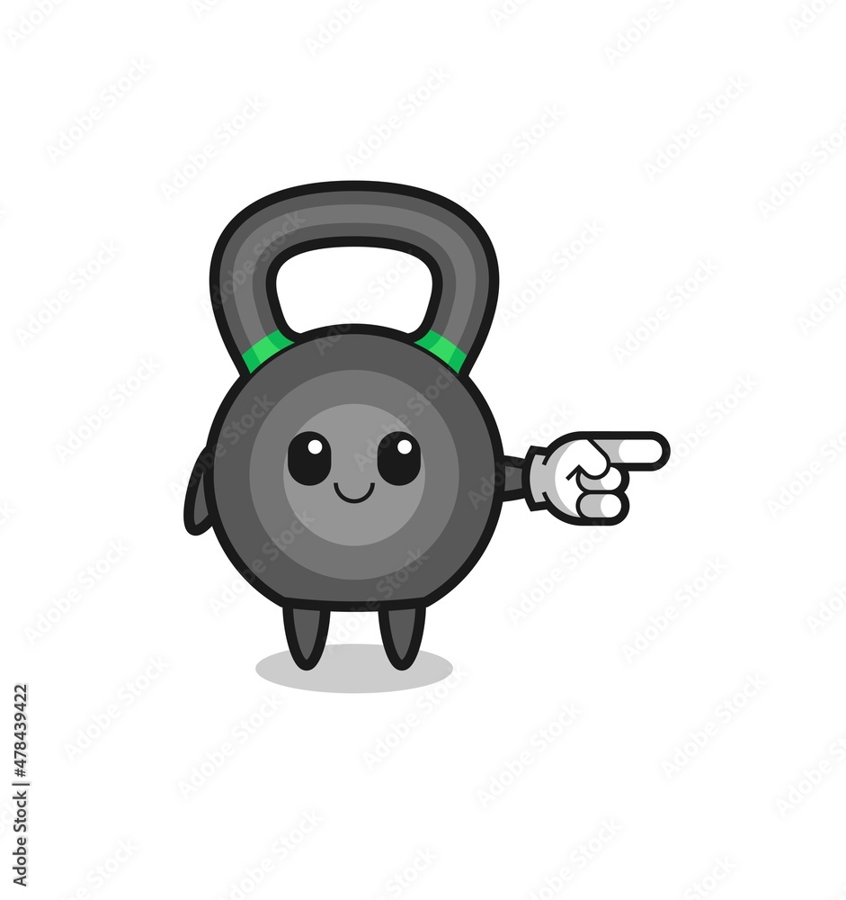 kettlebell mascot with pointing right gesture kettlebell mascot with pointing right gesture