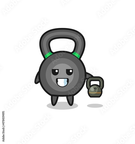 kettlebell mascot lifting kettlebell in the gym