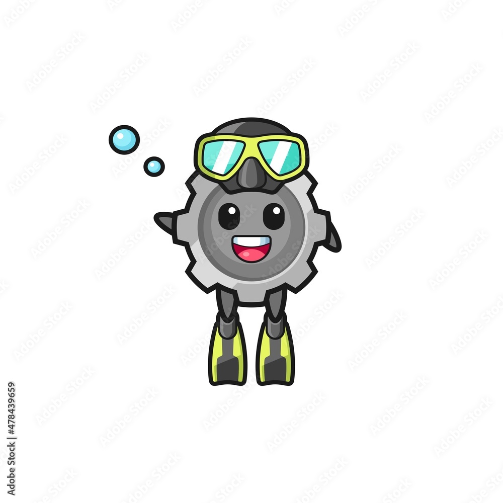 Fototapeta premium the gear diver cartoon character