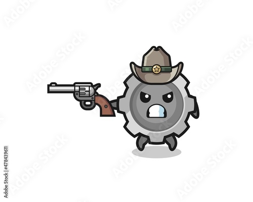 the gear cowboy shooting with a gun