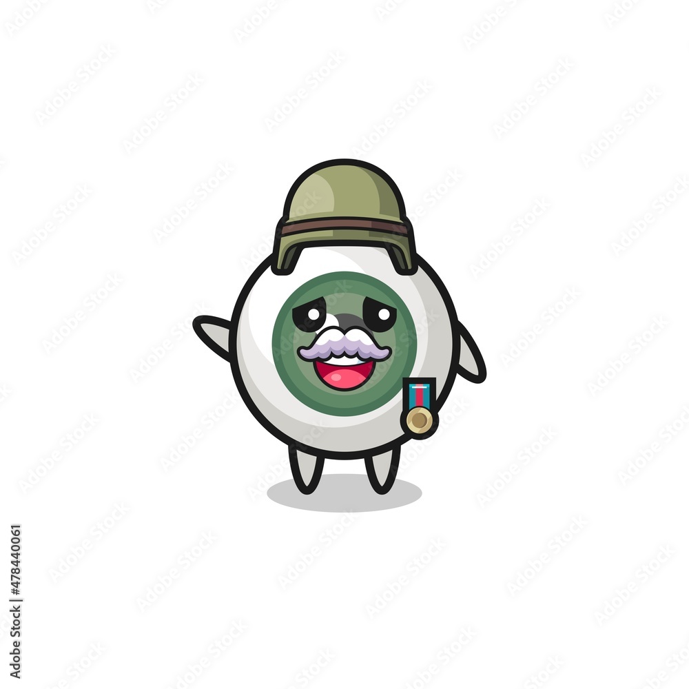cute eyeball as veteran cartoon cute eyeball as veteran cartoon