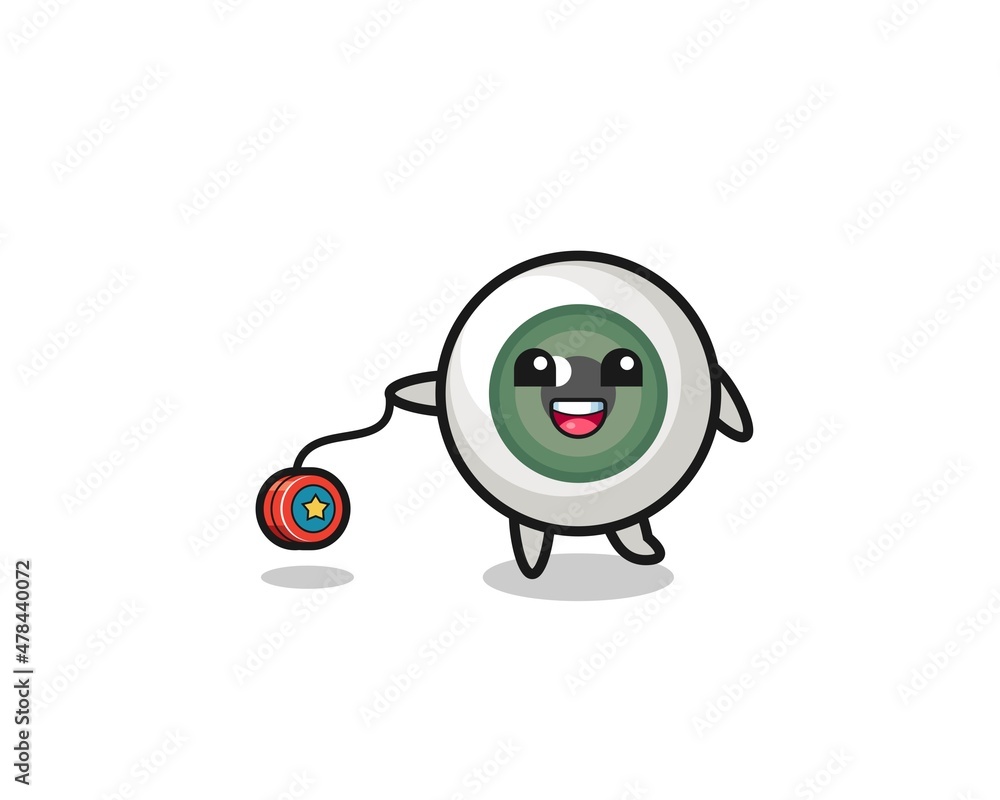 cartoon of cute eyeball playing a yoyo cartoon of cute eyeball playing a yoyo