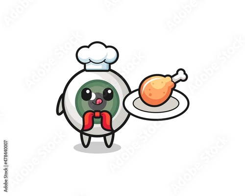 eyeball fried chicken chef cartoon character