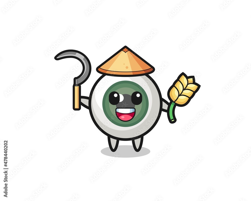 Fototapeta premium eyeball Asian farmer holding paddy