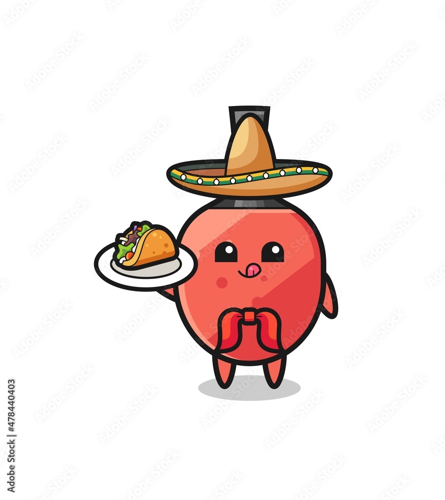 table tennis racket Mexican chef mascot holding a taco table tennis racket Mexican chef mascot holding a taco