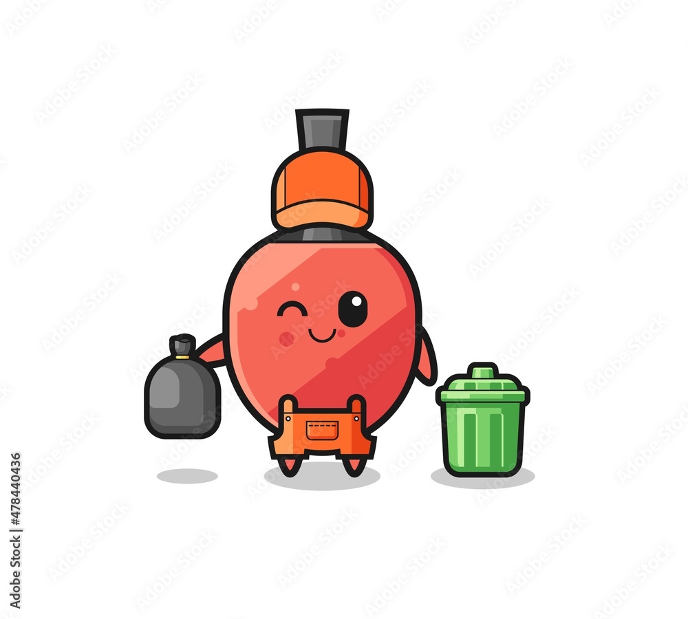 the mascot of cute table tennis racket as garbage collector the mascot of cute table tennis racket as garbage collector