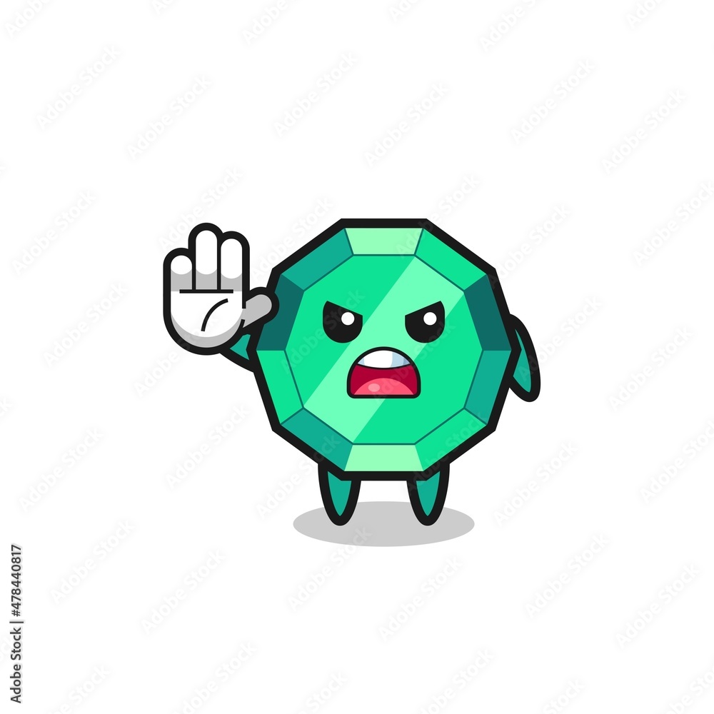 emerald gemstone character doing stop gesture emerald gemstone character doing stop gesture