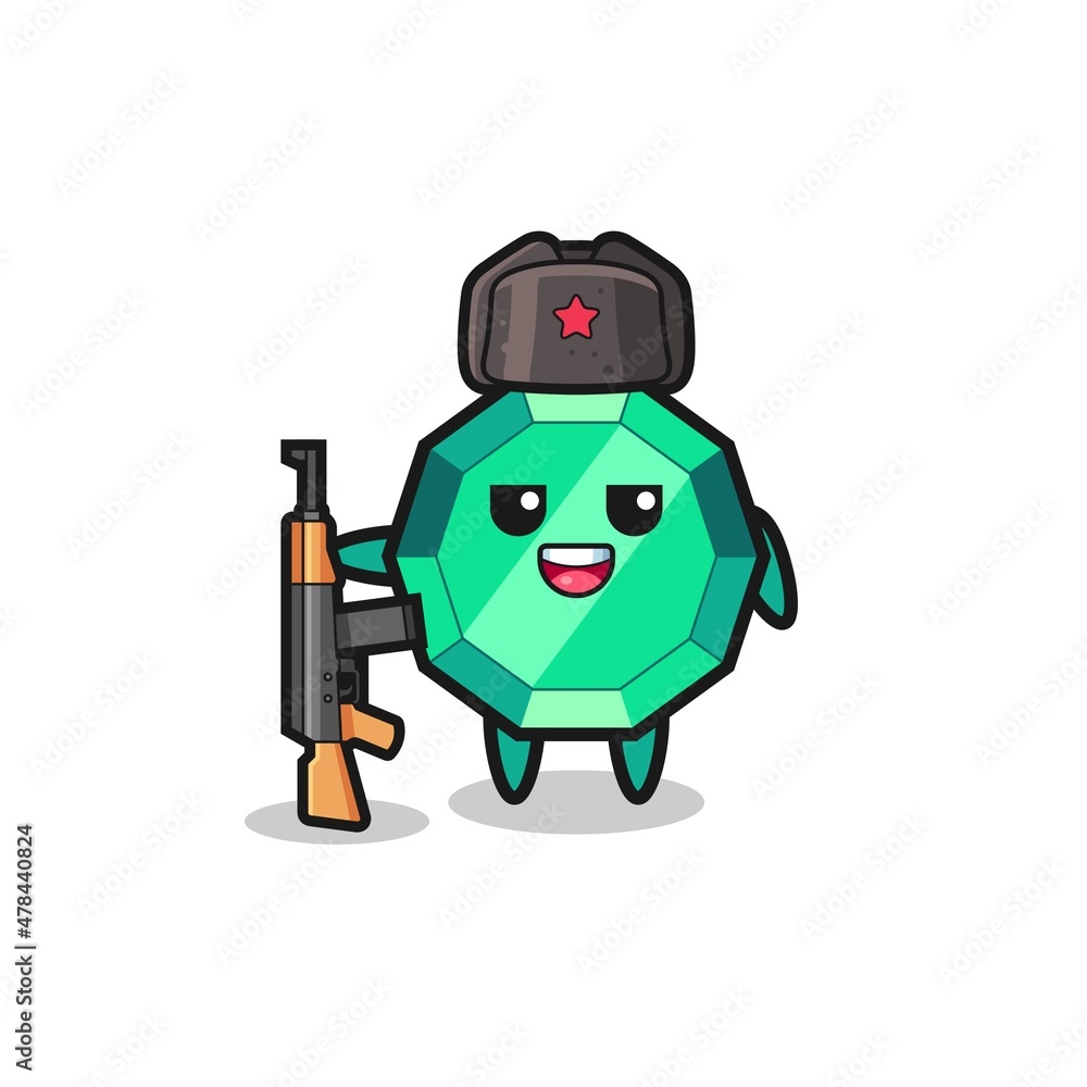 cute emerald gemstone cartoon as Russian army cute emerald gemstone cartoon as Russian army