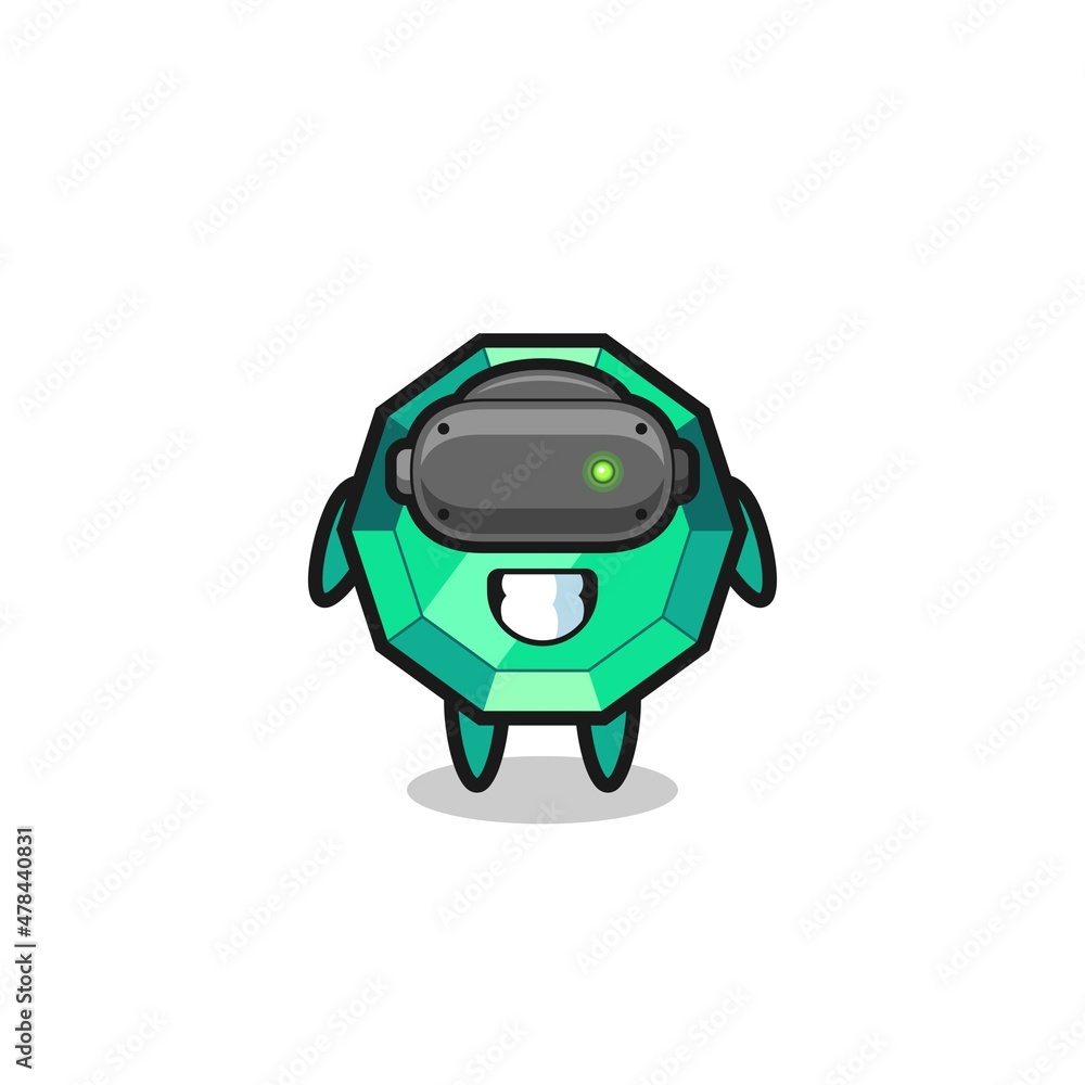 cute emerald gemstone using VR headset cute emerald gemstone using VR headset