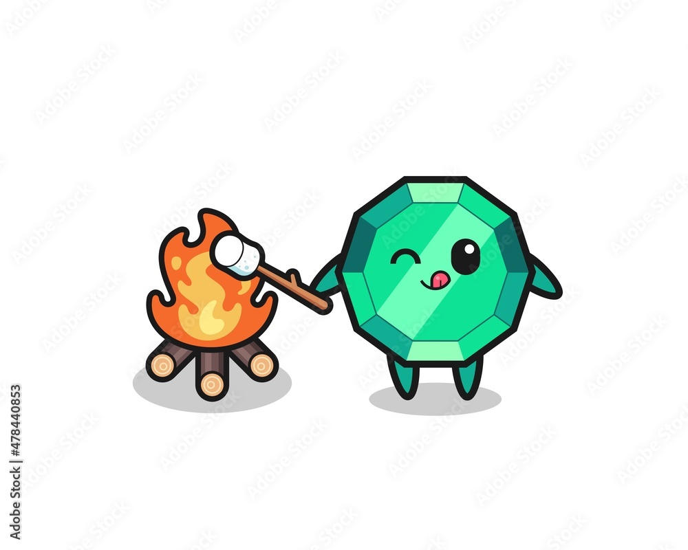 emerald gemstone character is burning marshmallow emerald gemstone character is burning marshmallow