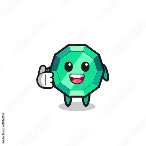 emerald gemstone mascot doing thumbs up gesture