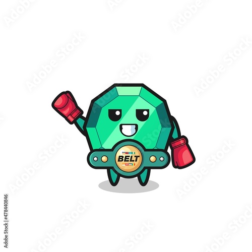 emerald gemstone boxer mascot character