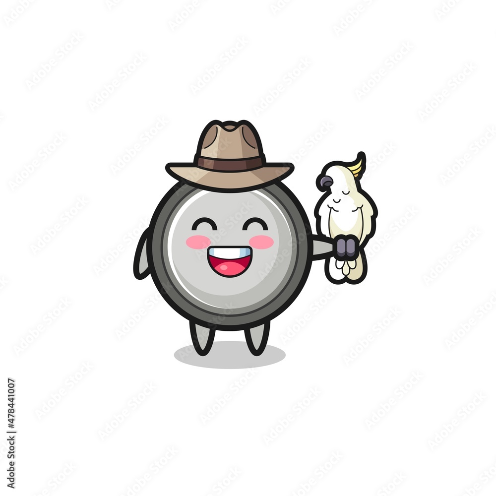 Obraz premium button cell zookeeper mascot with a parrot