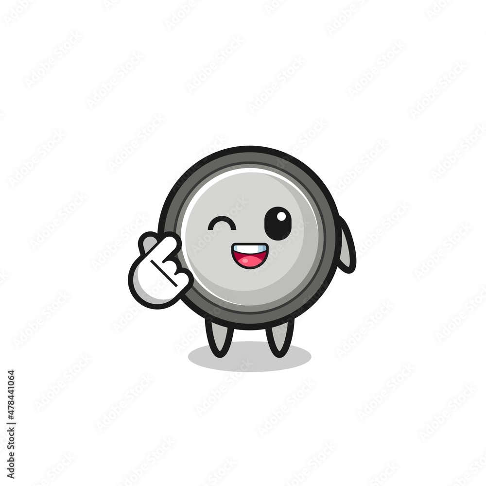 button cell character doing Korean finger heart button cell character doing Korean finger heart