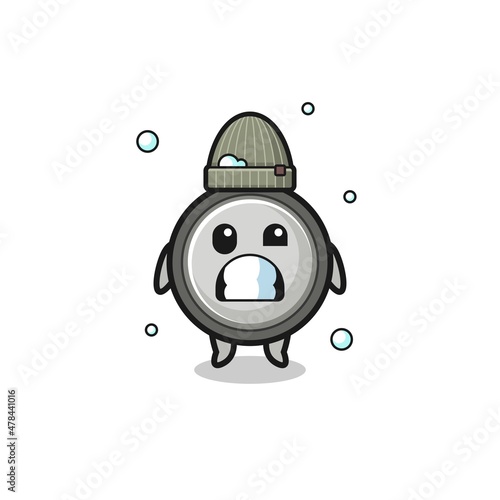 cute cartoon button cell with shivering expression