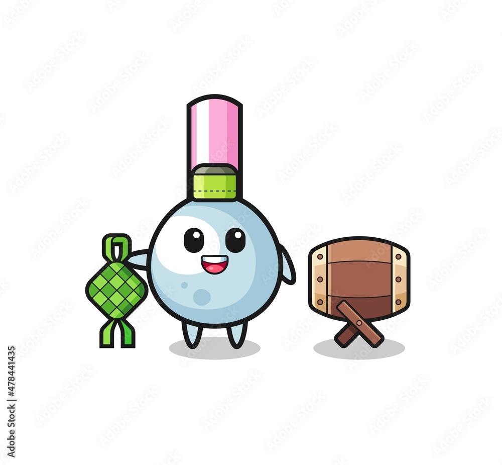 Fototapeta premium cotton bud muslim character are celebrating Eid Al Fitr