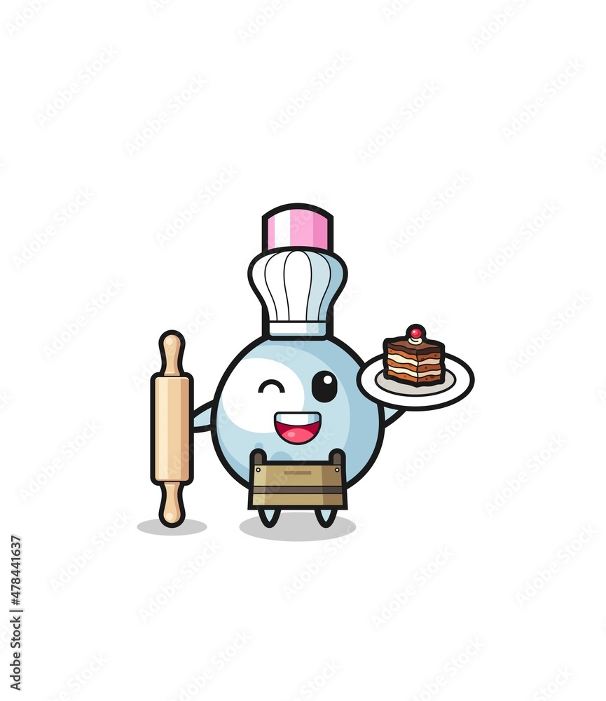 Obraz premium cotton bud as pastry chef mascot hold rolling pin