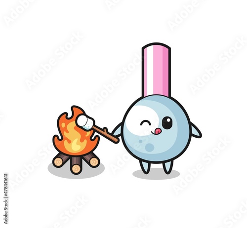 cotton bud character is burning marshmallow