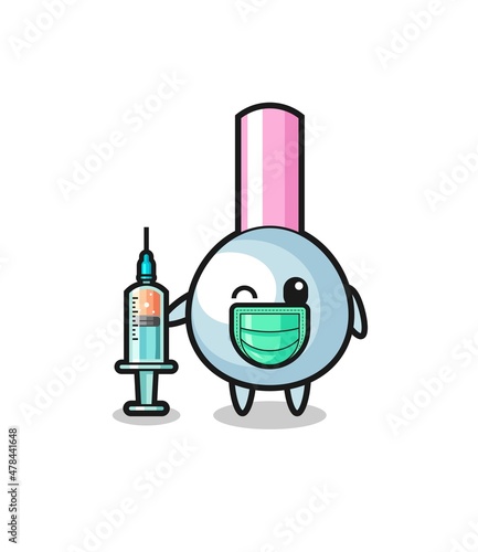 cotton bud mascot as vaccinator