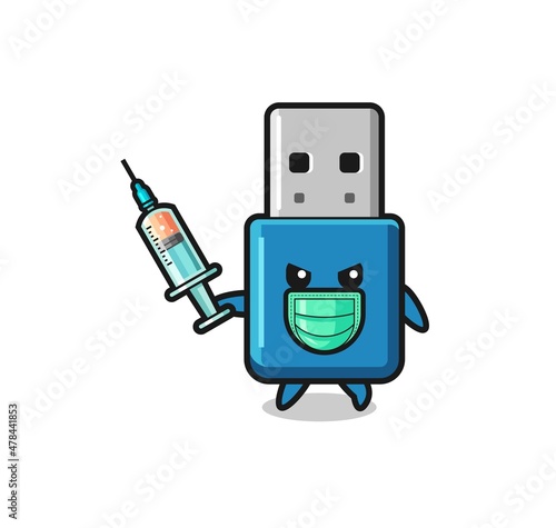 illustration of the flash drive usb to fight the virus
