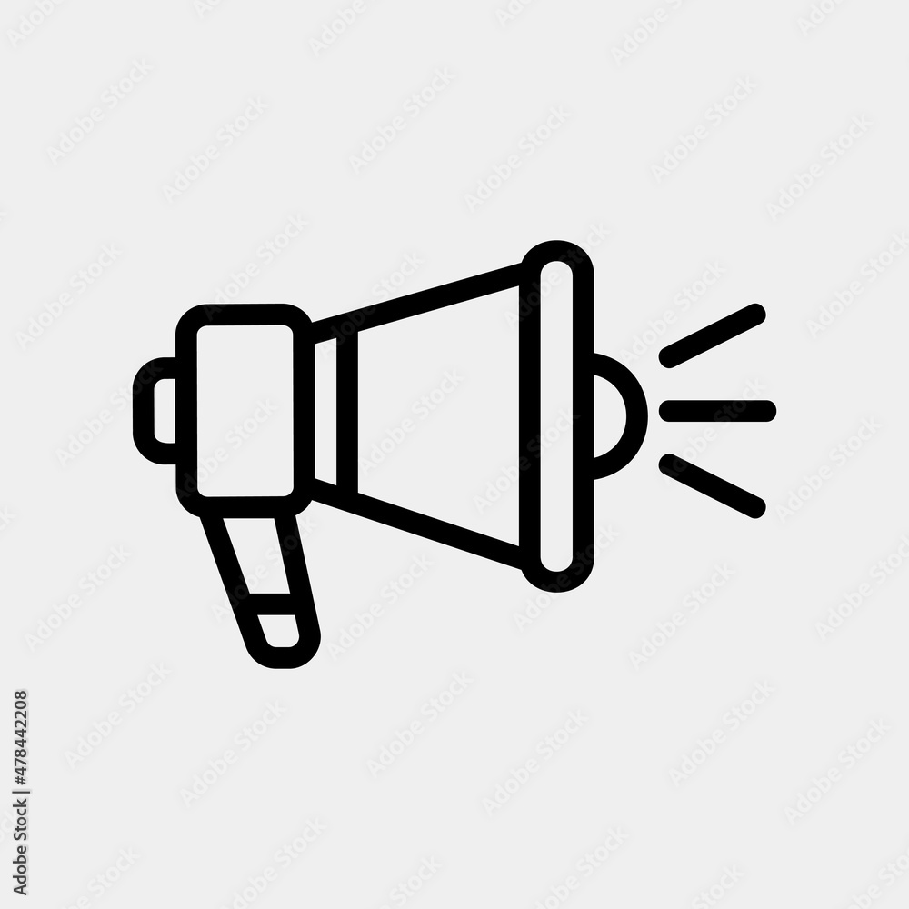 Megaphone icon in line style about social media, use for website mobile app presentation Megaphone icon in line style about social media, use for website mobile app presentation