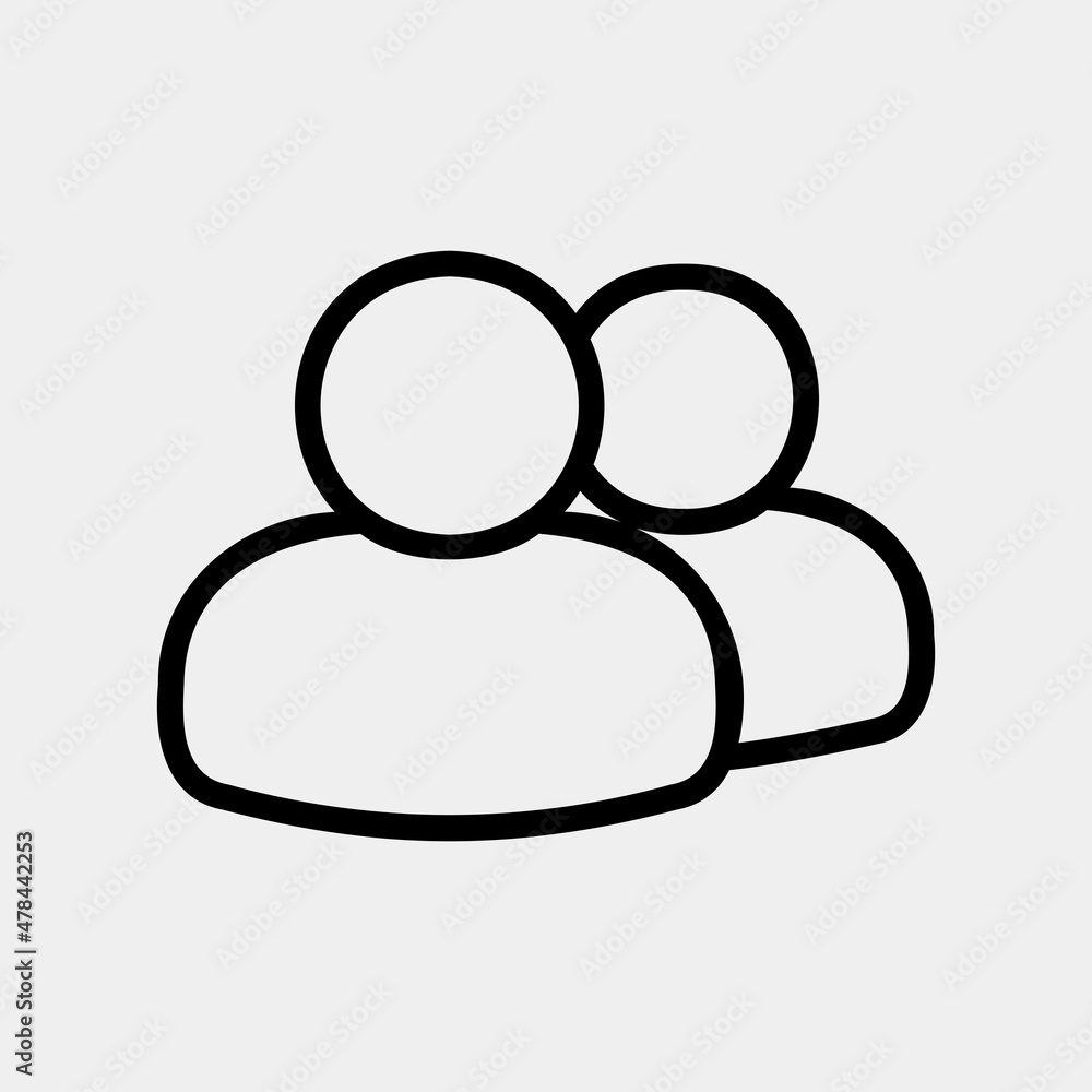 Friend icon in line style about social media, use for website mobile app presentation Friend icon in line style about social media, use for website mobile app presentation