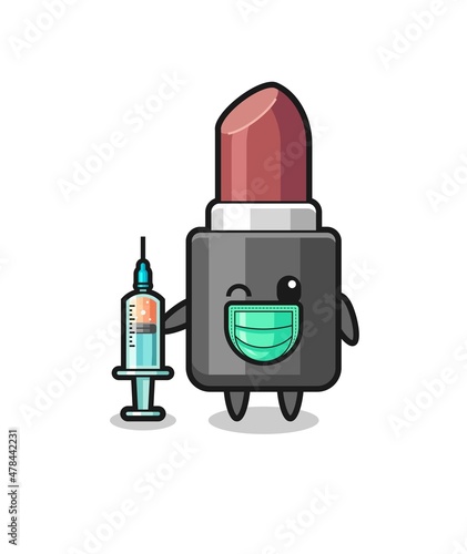 lipstick mascot as vaccinator