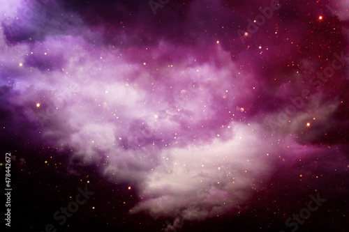 Abstract sky background with stars and shiny glowing lights