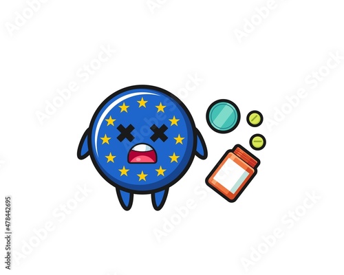 illustration of overdose euro flag character