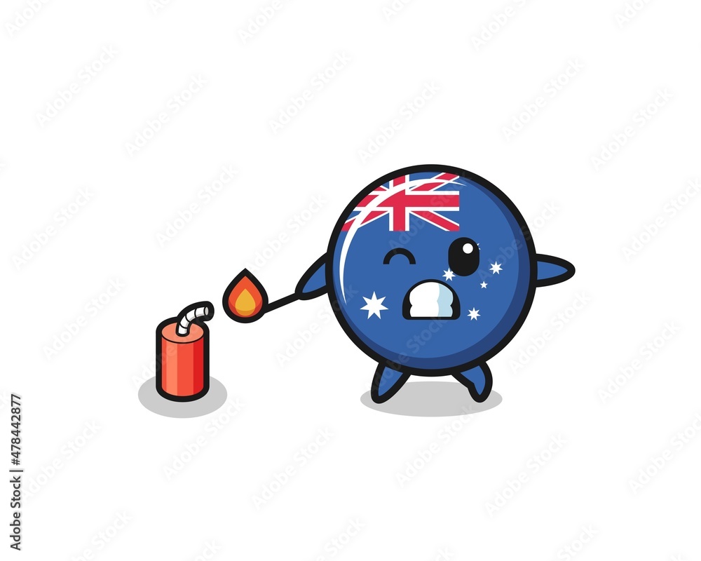australia flag mascot illustration playing firecracker australia flag mascot illustration playing firecracker