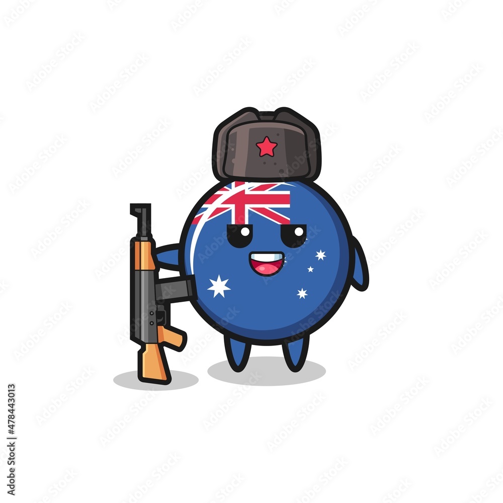 Fototapeta premium cute australia flag cartoon as Russian army