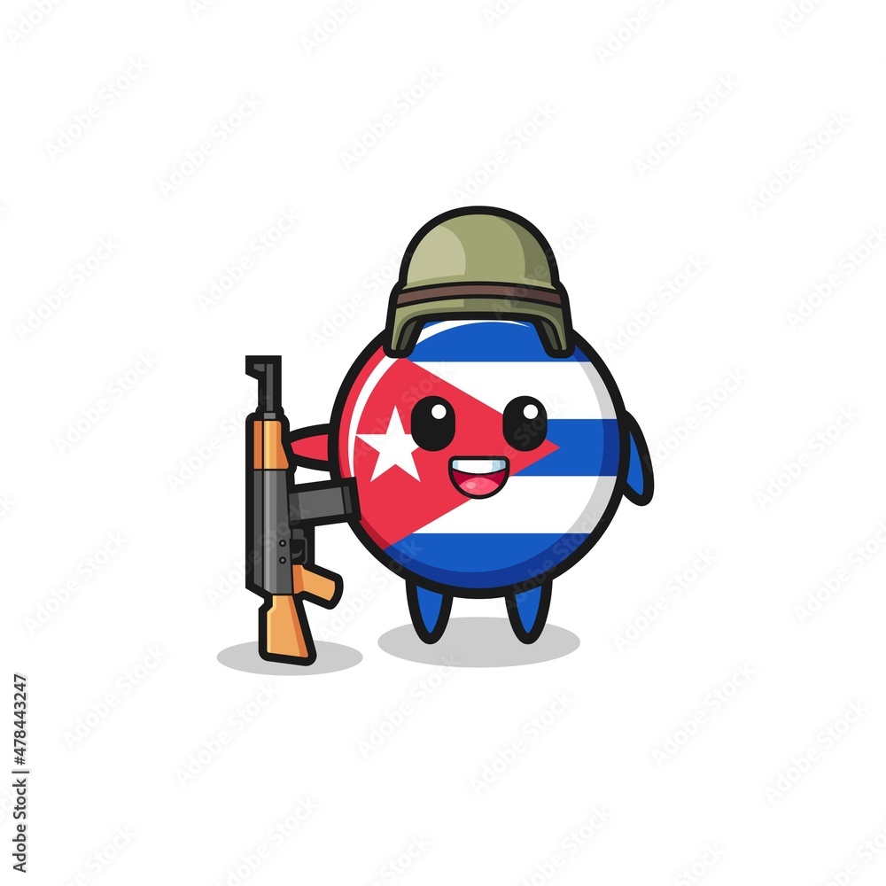 cute cuba flag mascot as a soldier cute cuba flag mascot as a soldier