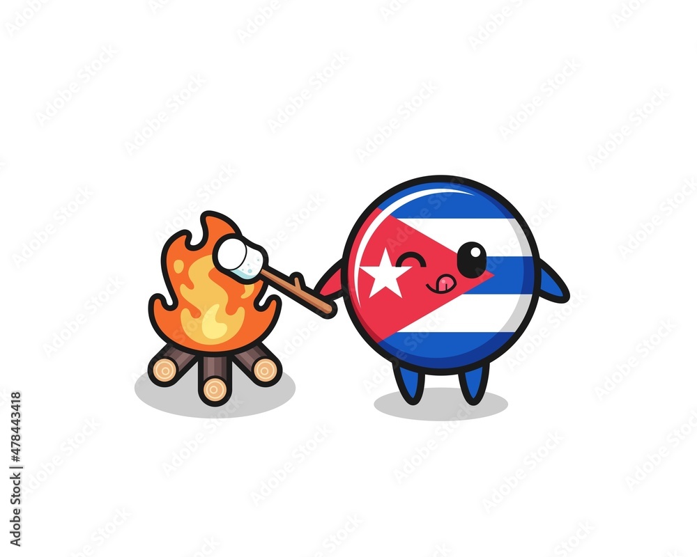 cuba flag character is burning marshmallow cuba flag character is burning marshmallow