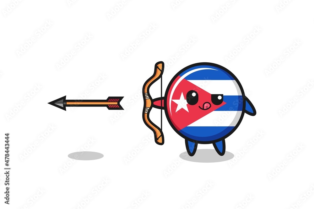 illustration of cuba flag character doing archery illustration of cuba flag character doing archery