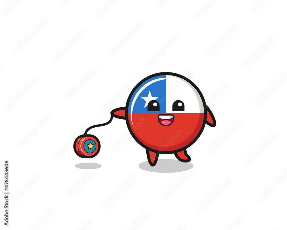 Obraz premium cartoon of cute chile flag playing a yoyo