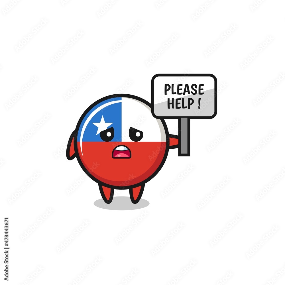 cute chile flag hold the please help banner cute chile flag hold the please help banner
