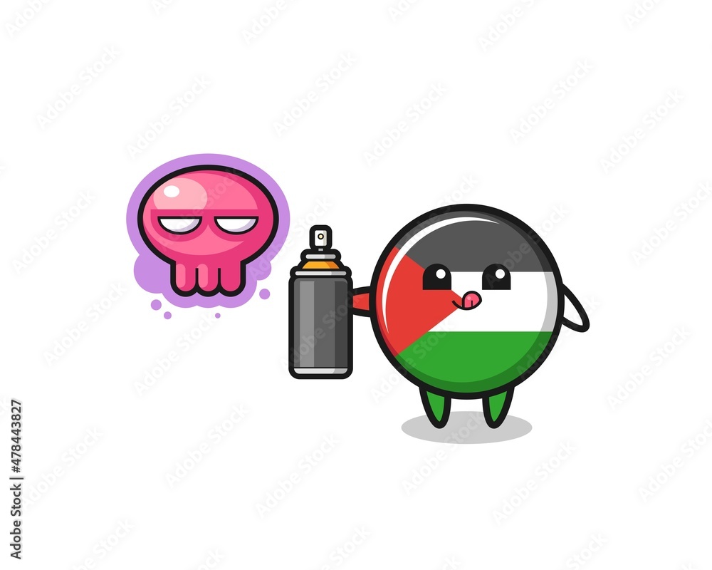 Fototapeta premium palestine flag cartoon make a graffiti with a spray paint
