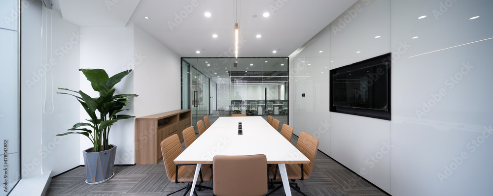 interior of  small meeting room with simplicity decoration - obrazy, fototapety, plakaty 