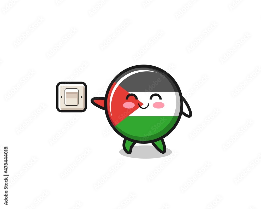 cartoon palestine flag is turning off light